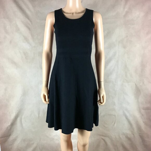 CHARTER CLUB Fit & Flare Ribbed Knit Black Dress P/S - Picture 11 of 12